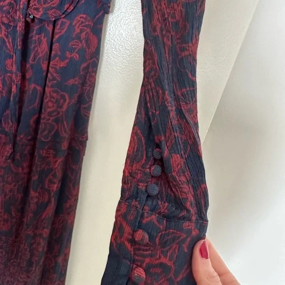 Jason Wu Navy and Red Floral Dress - Picture 6 of 10